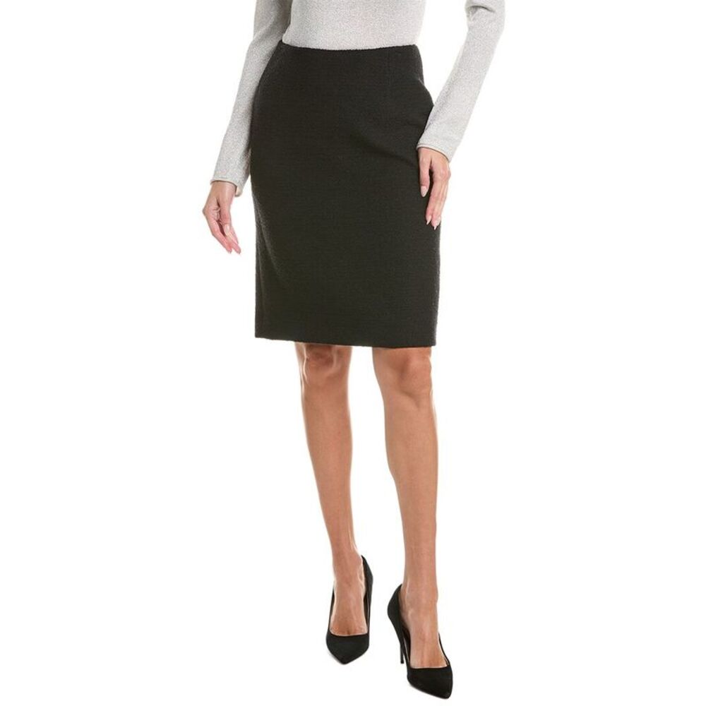 Oscar De La Renta Womens Tweed Silk-Lined Wool-Blend Pencil Skirt, Black